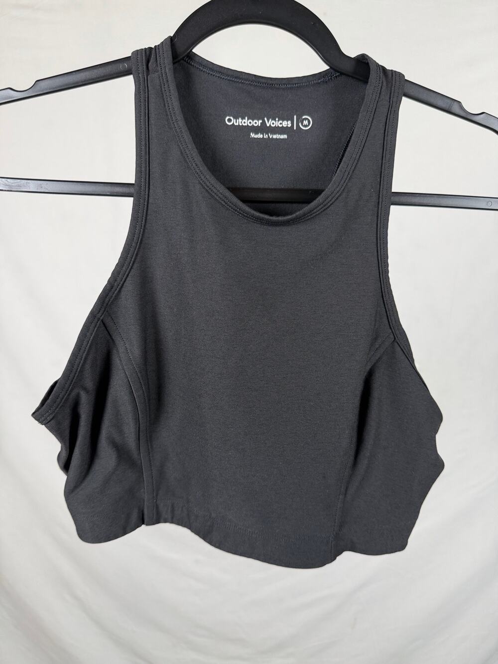 Outdoor Voices Black Activewear Cropped Tank Top Sports Bra Style Size M